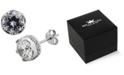 Sutton by Rhona Sutton Sutton Sterling Silver Round Stud Earrings With Cubic Zirconia Trim